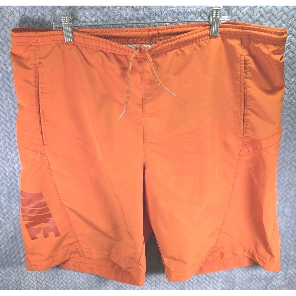 Vintage Nike Swim Trunks Shorts Men Size XL Orange Swoosh Y2K Gray Tag Mesh Line